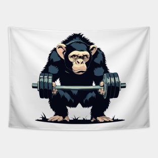 monkey lifting weight Tapestry