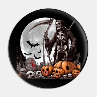 Skeleton on the cemetery HALLOWEEN Pin