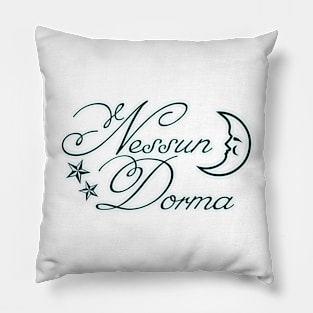 Nessun dorma with moon and stars - turquoise glow Pillow