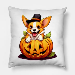 Pembroke Welsh Corgi Dog inside Pumpkin #2 Pillow