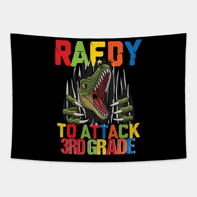 Funny Ready To Attack 3rd Grade Shark First Day of School Gifts Kids Tapestry by smtworld