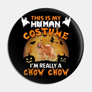 Chow Chow Halloween This Is My Costume Pin