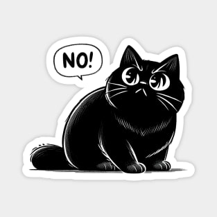 Cute Black Cat Says No Magnet