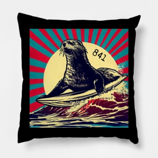 OTTER 841 Surfing Otter Santa Cruz color Pillow