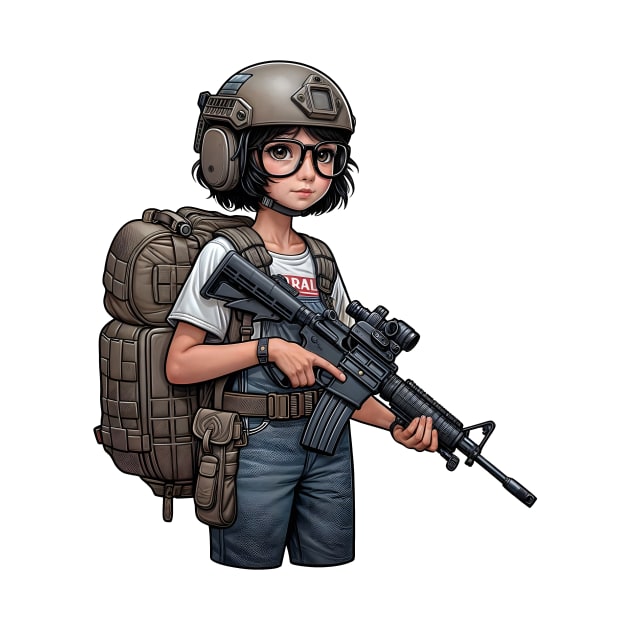 The Little Girl and a Toy Gun by Rawlifegraphic