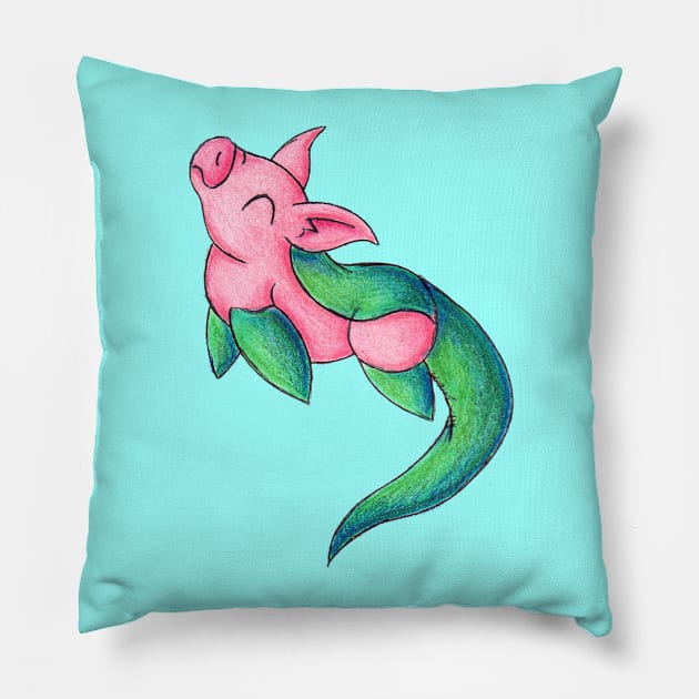 Plesiopiggy Pillow by KristenOKeefeArt