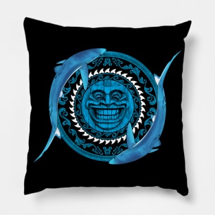 Blue shark tiki Pillow