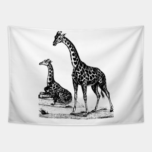 Giraffe Nature Drawing Tapestry