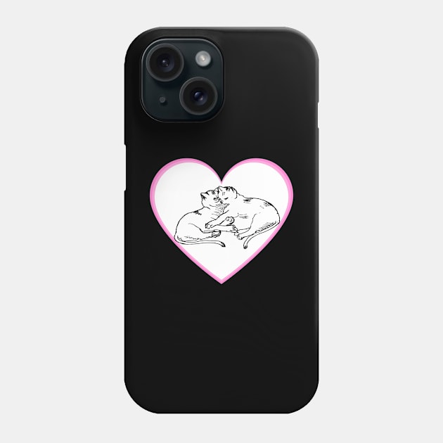 Valentines Day Cat Couple Heart Phone Case by Caring is Cool