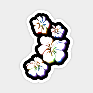 Hibiscus white with rainbow accents Magnet