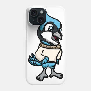 Cute Anthropomorphic Human-like Cartoon Character Blue Jay in Clothes Phone Case