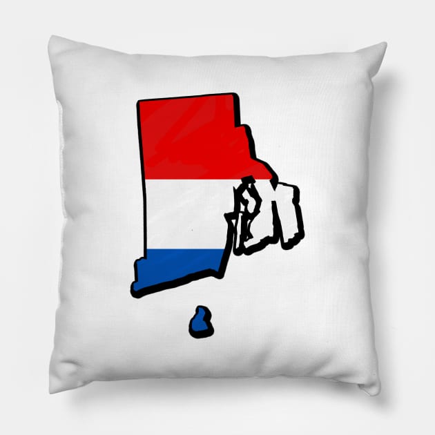 Red, White, and Blue Rhode Island Outline Pillow by Mookle