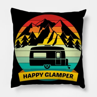 Vintage Happy Glamper - Mountain Hiker Travel Camper Pillow