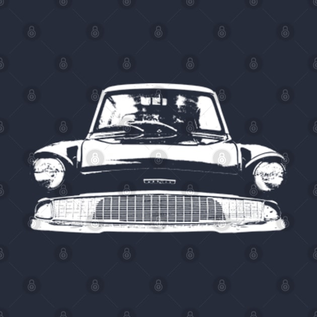 Ford Anglia 105E 1960s classic car monoblock white by soitwouldseem