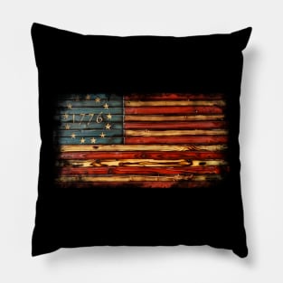 Wooden American Flag Pillow