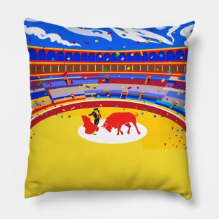 Spain fiestas Bullfighting abstract poster Spanish San Fermin Festivals wallpaper Contemporary Art Travel Pillow