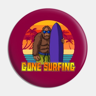 Bigfoot Gone Surfing Pin