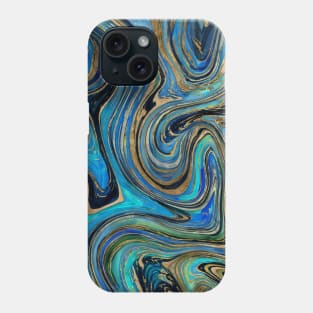 Golden Blue Marble Watercolor Phone Case