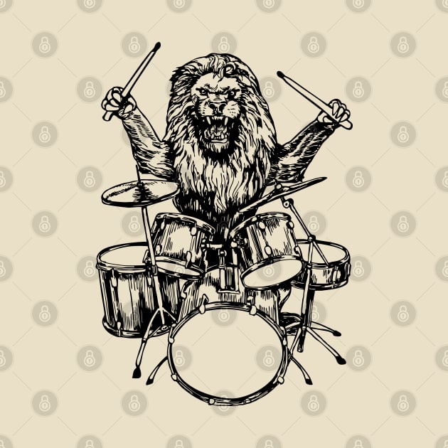 SEEMBO Lion Playing Drums Drummer Musician Drumming Fun Band by SEEMBO