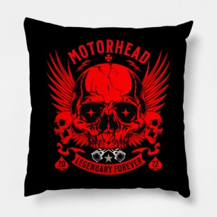 skull motorhead forever retro red Pillow