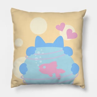 Pastel Wool Web - Cat and a Fish Pillow