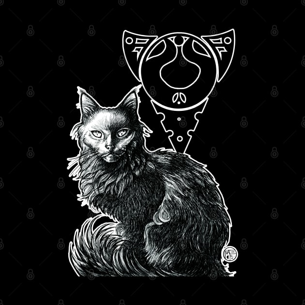 Magic Black Cat - White Outlined Version by Nat Ewert Art