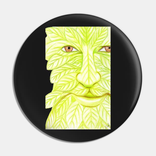 Man of the Forest, Green Man- Teal Pin by EarthSoul