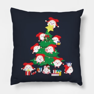 Christmas Tree with Bunny Elves Pillow