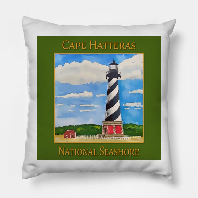 Lighthouse on Cape Hatteras National Seashore Pillow by WelshDesigns