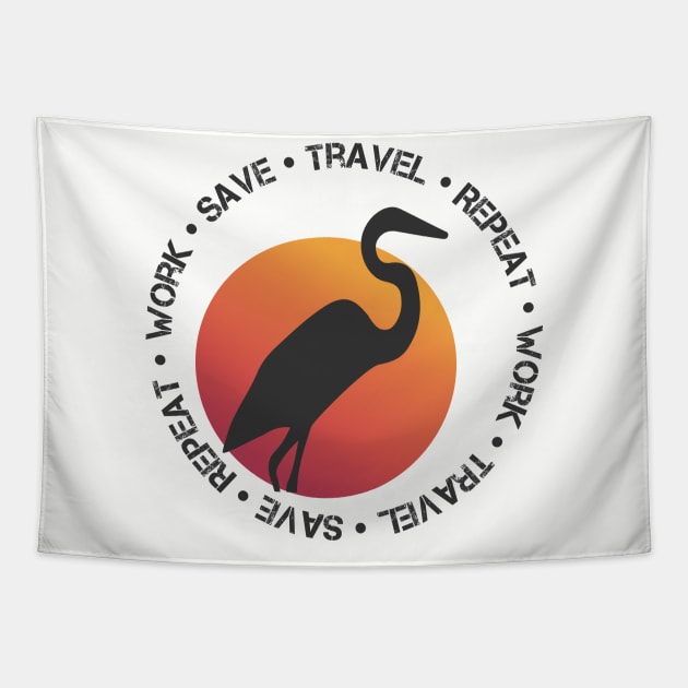 Work Save Travel Repeat Tapestry by Breathing_Room