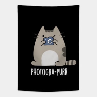 Photogra-purr Cute Cat Photographer Pun Tapestry