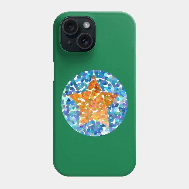 Gold Dotty Star on Blue Phone Case by ellenhenryart