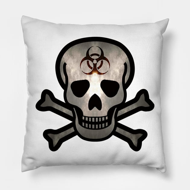 Skull and Bones Biohazard in a Dark Light Pillow by SolarCross