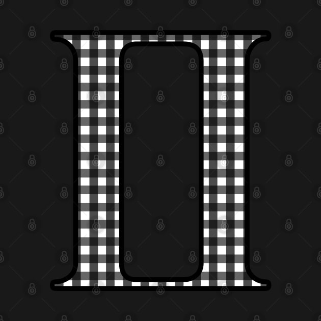 Gemini Zodiac Horoscope Symbol in Black and White Gingham by bumblefuzzies