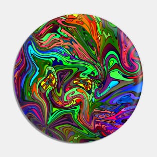 Converging Colorful Swirls Psychedelic Pattern Pin