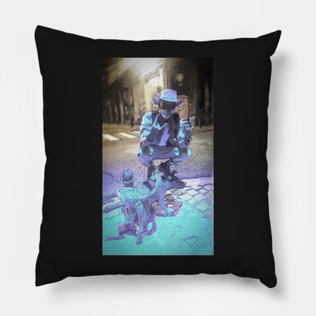 Rocking man on dog Pillow by MinnieMot