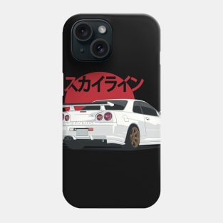 White Skyline GT r R 34 Phone Case