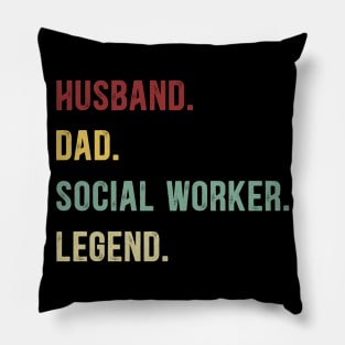 Social Worker Funny Vintage Retro Shirt Husband Dad Social Worker Legend Pillow