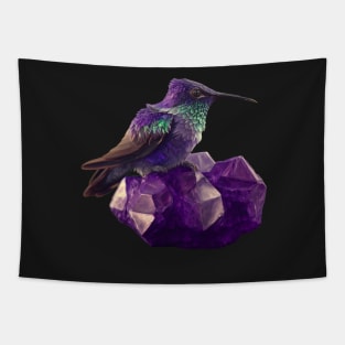 Hummingbird and Amethyst Crystal Tapestry