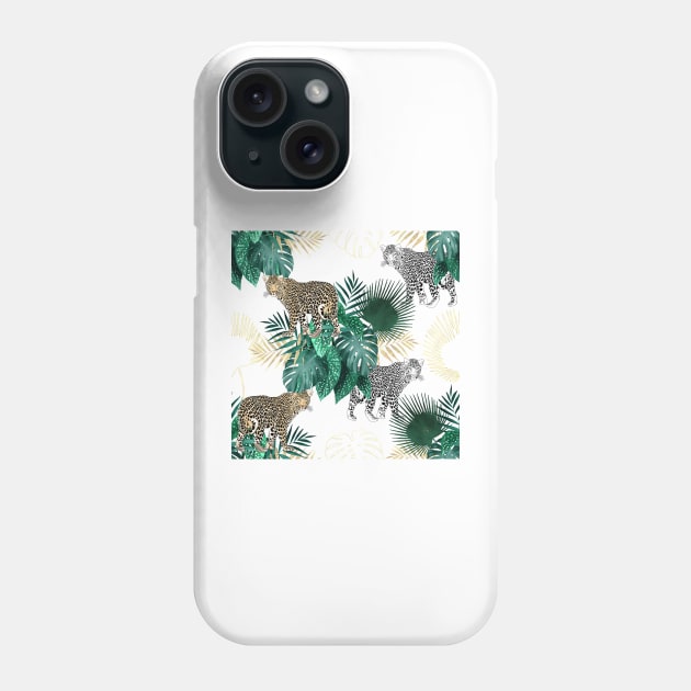 Modern leopard and tropical leaves design Phone Case by NdesignTrend