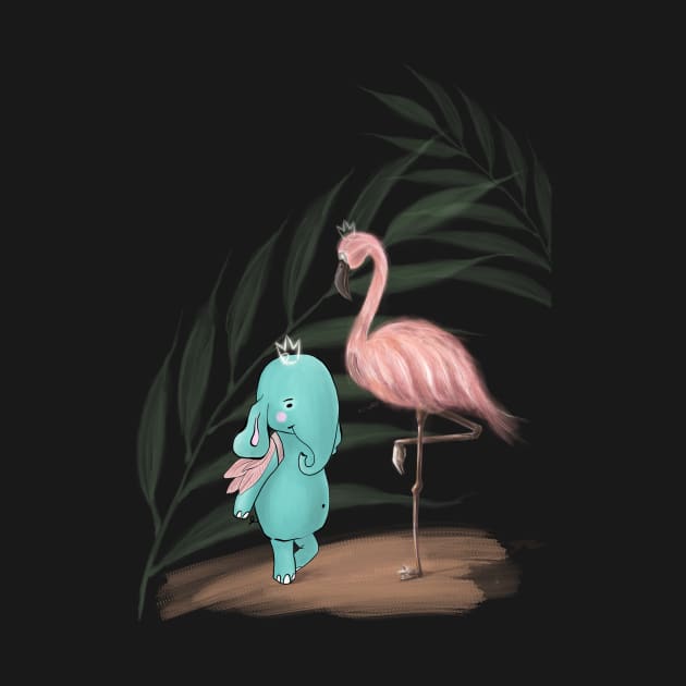 Elephant Tiffan & flamingo by Elephant Tiffan 