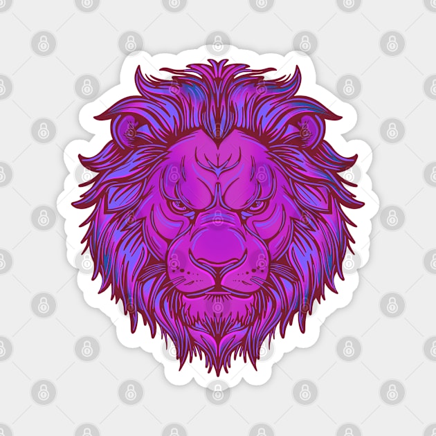 Pink lion head Magnet by DaveDanchuk