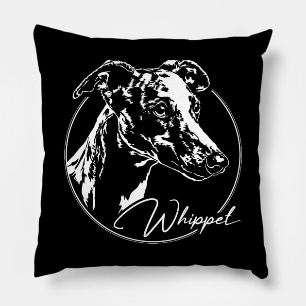 Funny Proud Whippet dog portrait sighthound mom Pillow by wilsigns