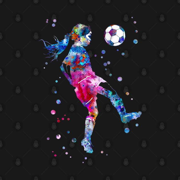 Soccer Player Little Girl With Ball by RosaliArt