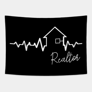 Realtor - Heartbeat Real Estate ECG Silhouette Tapestry