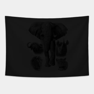 Africa's Iconic Big Five Wildlife Artwork Tapestry