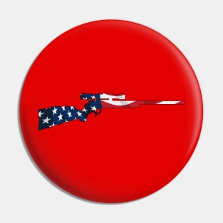 Patriotic Hunting Rifle with Scope and USA Flag Overlay Pin