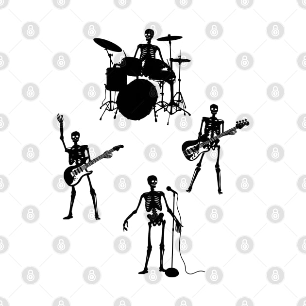 Skeleton Band - Music Tee (Guitar, Bass, Drums, Vocals) Gifts For Musicians by blueversion