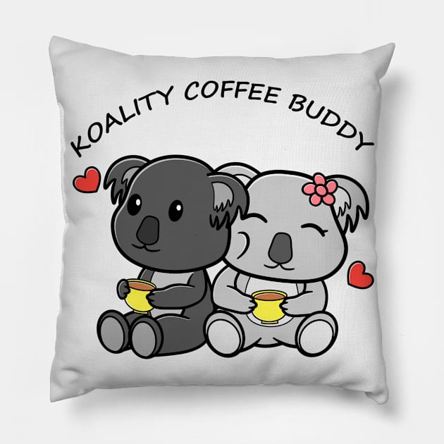 TOTALLY Koalified Koality Coffee  Buddy  Koala Valentine Pillow by Bubbly Tea