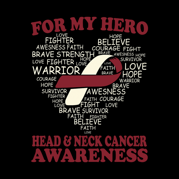 For My Hero Head and Neck Cancer Awareness Ribbon Heart by mateobarkley67